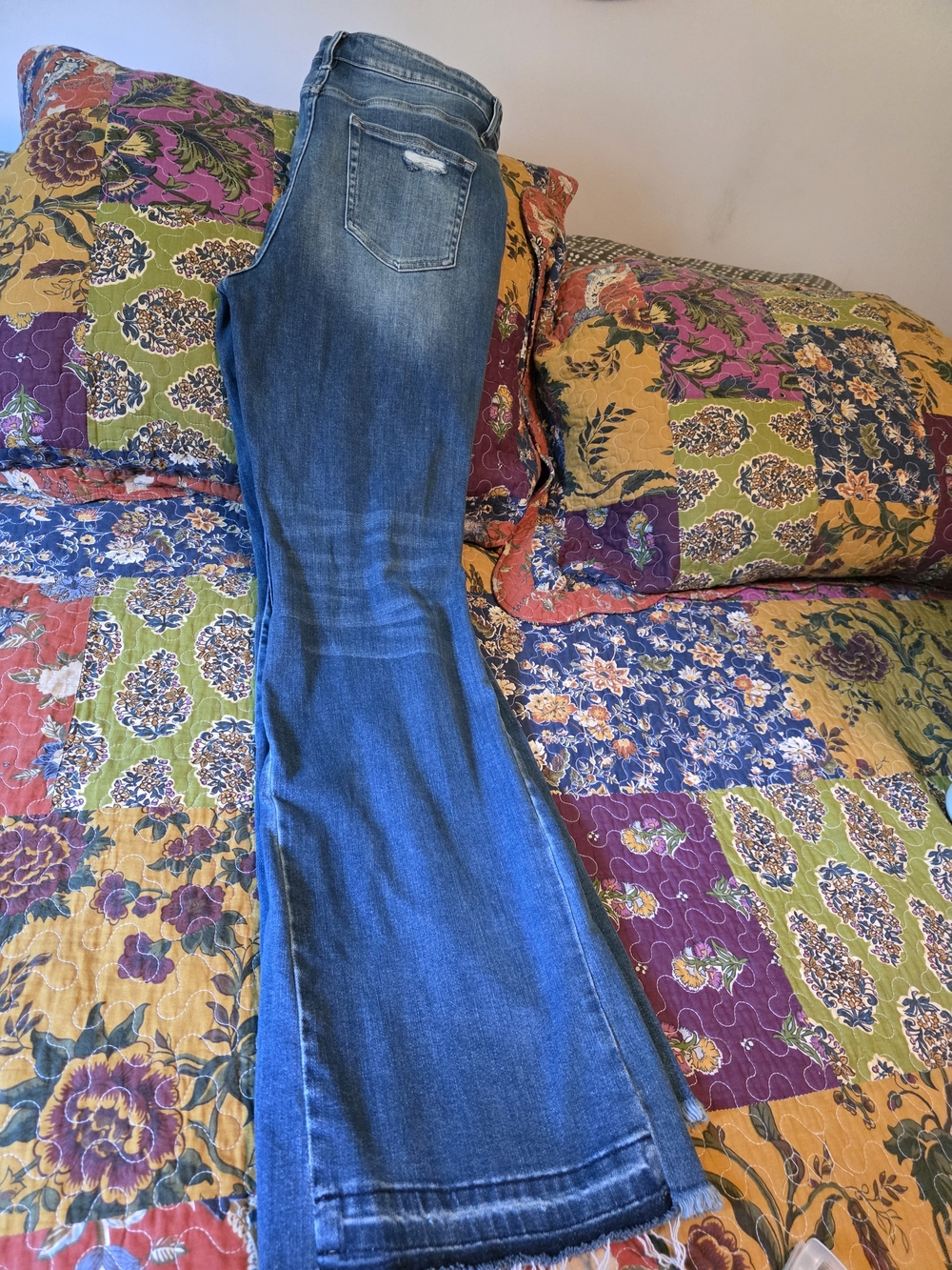 NWOT Flying Monkey Distressed Blue Flare Jeans. New and from a smoke free home. - Picture 7 of 7